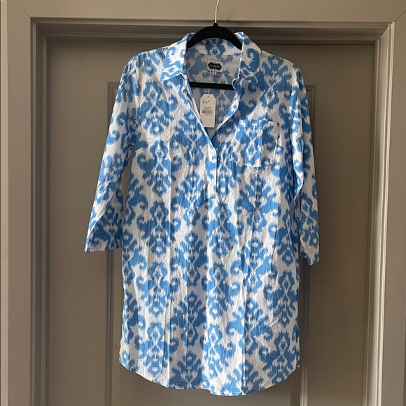 Mud Pie Other - Mud Pie Blue and White Patterned Women’s Swimsuit Coverup - Size Small